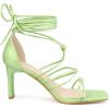 imageAllegra K Womens Lace Up Strappy Chunky High Heels SandalsLime Green