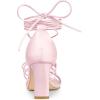 imageAllegra K Womens Lace Up Strappy Chunky High Heels SandalsPink