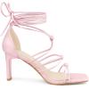 imageAllegra K Womens Lace Up Strappy Chunky High Heels SandalsPink