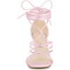 imageAllegra K Womens Lace Up Strappy Chunky High Heels SandalsPink