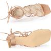imageAllegra K Womens Lace Up Strappy Chunky High Heels SandalsRose Gold