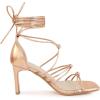 imageAllegra K Womens Lace Up Strappy Chunky High Heels SandalsRose Gold