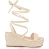 imageAllegra K Womens Lace Up Wedge Heel Slingback Platform Strappy SandalsBeige