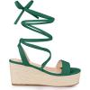 imageAllegra K Womens Lace Up Wedge Heel Slingback Platform Strappy SandalsDark Green