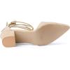 imageAllegra K Womens Pointed Toe Block Heels Lace Up PumpsBeige