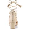 imageAllegra K Womens Pointed Toe Block Heels Lace Up PumpsBeige