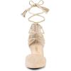 imageAllegra K Womens Pointed Toe Block Heels Lace Up PumpsBeige