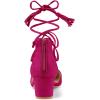 imageAllegra K Womens Pointed Toe Block Heels Lace Up PumpsHot Pink
