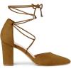 imageAllegra K Womens Pointed Toe Chunky Heels Lace Up Sandals PumpsBrown