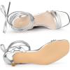 imageAllegra K Womens Strappy Lace Up Slingback Kitten Heel SandalsSilver