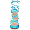 imageAllegra K Womens Tie Dye Platform Chunky Heel Lace Up SandalsCyan