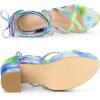 imageAllegra K Womens Tie Dye Platform Chunky Heel Lace Up SandalsGreen Blue
