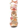 imageAllegra K Womens Tie Dye Platform Chunky Heel Lace Up SandalsOrange