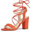 imageAllegra K Womens Lace Up Block High Heels SandalsOrange