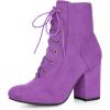 imageAllegra K Womens Lace Up Chunky Heel Ankle BootiesPurple