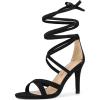imageAllegra K Womens Lace Up Heels Stiletto High Heel SandalsBlack