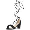 imageAllegra K Womens Lace Up Ruched Strap Chunky Heels Strappy SandalsBlack