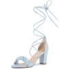 imageAllegra K Womens Lace Up Ruched Strap Chunky Heels Strappy SandalsLight Blue