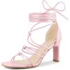 imageAllegra K Womens Lace Up Strappy Chunky High Heels SandalsPink