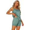imageAllegra K Womens Satin Sleepwear Lace Trim Camisole Tops with Shorts Lounge Silky Pajama SetsGray Green