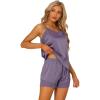 imageAllegra K Womens Satin Sleepwear Lace Trim Camisole Tops with Shorts Lounge Silky Pajama SetsGray Purple