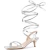 imageAllegra K Womens Strappy Lace Up Slingback Kitten Heel SandalsSilver