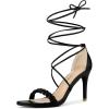 imageAllegra K Womens Woven Strap Lace Up Strappy Stiletto Heel SandalsBlack