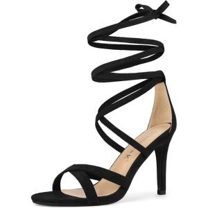imageAllegra K Womens Lace Up Heels Stiletto High Heel SandalsBlack