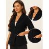 imageAllegra K Blazer for Womens Short Sleeve Button Front Cotton Linen Lapel Collar Work Office Casual Blazer CoatBlack