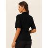 imageAllegra K Blazer for Womens Short Sleeve Button Front Cotton Linen Lapel Collar Work Office Casual Blazer CoatBlack