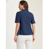 imageAllegra K Blazer for Womens Short Sleeve Button Front Cotton Linen Lapel Collar Work Office Casual Blazer CoatDark Blue