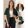 imageAllegra K Blazer for Womens Short Sleeve Button Front Cotton Linen Lapel Collar Work Office Casual Blazer CoatDark Green