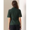 imageAllegra K Blazer for Womens Short Sleeve Button Front Cotton Linen Lapel Collar Work Office Casual Blazer CoatDark Green