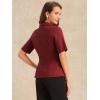imageAllegra K Blazer for Womens Short Sleeve Button Front Cotton Linen Lapel Collar Work Office Casual Blazer CoatDark Red