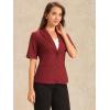 imageAllegra K Blazer for Womens Short Sleeve Button Front Cotton Linen Lapel Collar Work Office Casual Blazer CoatDark Red