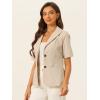 imageAllegra K Blazer for Womens Short Sleeve Button Front Cotton Linen Lapel Collar Work Office Casual Blazer CoatKhaki