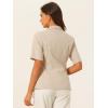 imageAllegra K Blazer for Womens Short Sleeve Button Front Cotton Linen Lapel Collar Work Office Casual Blazer CoatKhaki