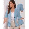 imageAllegra K Blazer for Womens Short Sleeve Button Front Cotton Linen Lapel Collar Work Office Casual Blazer CoatLight Blue