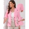 imageAllegra K Blazer for Womens Short Sleeve Button Front Cotton Linen Lapel Collar Work Office Casual Blazer CoatPink