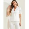 imageAllegra K Blazer for Womens Short Sleeve Button Front Cotton Linen Lapel Collar Work Office Casual Blazer CoatWhite