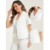 imageAllegra K Blazer for Womens Short Sleeve Button Front Cotton Linen Lapel Collar Work Office Casual Blazer CoatWhite