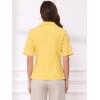 imageAllegra K Blazer for Womens Short Sleeve Button Front Cotton Linen Lapel Collar Work Office Casual Blazer CoatYellow