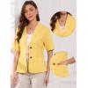 imageAllegra K Blazer for Womens Short Sleeve Button Front Cotton Linen Lapel Collar Work Office Casual Blazer CoatYellow