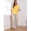 imageAllegra K Blazer for Womens Short Sleeve Button Front Cotton Linen Lapel Collar Work Office Casual Blazer CoatYellow