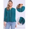 imageAllegra K Boho Blouse for Womens Half Button Placket Long Sleeve Lace Crochet BlousesPeacock Blue