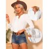 imageAllegra K Boho Blouse for Womens Half Button Placket Long Sleeve Lace Crochet BlousesWhite