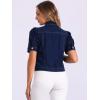 imageAllegra K Casual Jean Jacket for Womens Short Puff Sleeves ButtonDown Denim JacketBlack Blue
