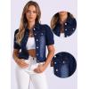 imageAllegra K Casual Jean Jacket for Womens Short Puff Sleeves ButtonDown Denim JacketBlack Blue