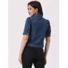 imageAllegra K Casual Jean Jacket for Womens Short Puff Sleeves ButtonDown Denim JacketBlue