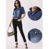 imageAllegra K Casual Jean Jacket for Womens Short Puff Sleeves ButtonDown Denim JacketBlue